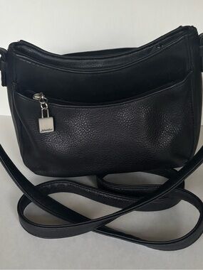 St. John's Bay Black Pebbled & Smooth Leather Crossbody